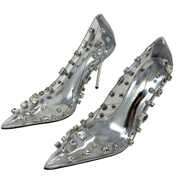 Good American Diamonds Forever Heels Size 10 Glass002 GSH008-X - Picture 12 of 12